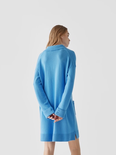 Diane von Furstenberg Knielanges Strickkleid mit V-Ausschnitt Jeansblau Melange 5