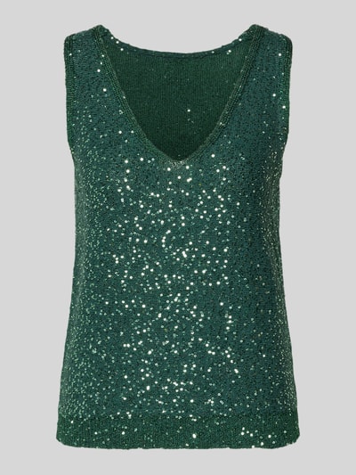 Productfoto, Regular Fit Top met katoenmodel 'MILORD' van Weekend Max Mara, groen met glanzende pailletten, dames top