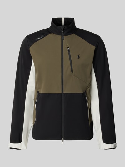 Produktfoto, Relaxed Fit Sweatjacke mit Logo-Stitching Modell '2_5L PLAINWEAVE' von Polo Ralph Lauren in Olivgrün, Schwarz und Weiß, glatte Struktur