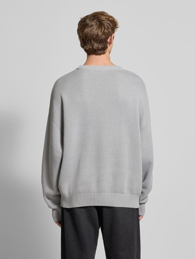 Pegador Sweter z dzianiny o kroju oversized z wyhaftowanym logo Średnioszary melanż 5