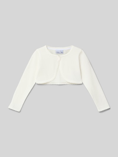 Happy Girls Cropped Bolero in Strick-Optik mit Zierbordüren Offwhite 1