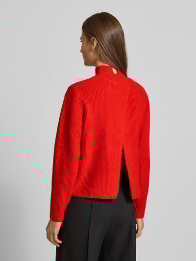 ICHI Strickpullover mit Stehkragen und überschnittenen Schultern Rot 5