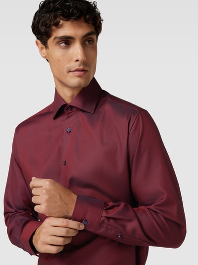 Eterna Modern fit zakelijk overhemd met all-over motief Bordeaux - 3