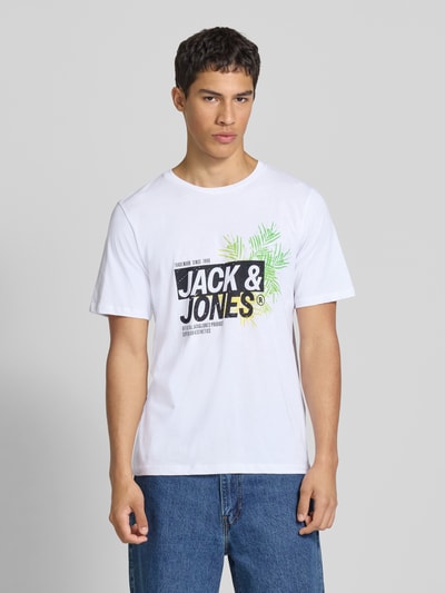Jack & Jones T-Shirt mit Label-Print Modell 'JAXON' Weiss 4