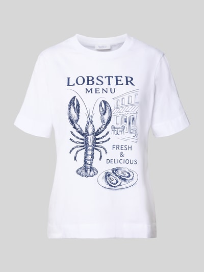 Produktfoto, T-Shirt mit Motiv-Print und Rundhalsausschnitt von Rich & Royal, Damen T-Shirt aus Reine Baumwolle, Regular-Fit, weiße Farbe
