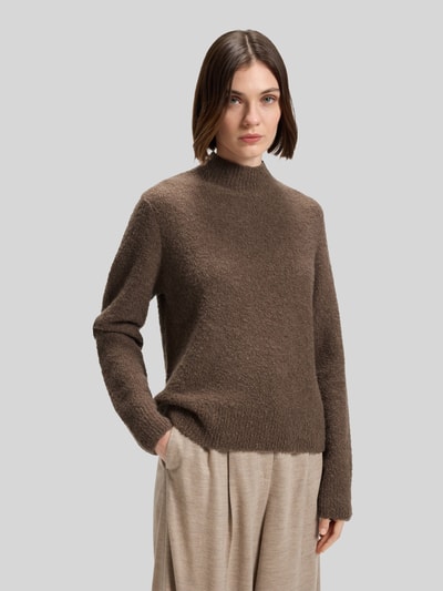 BOSS Sweter z dzianiny o kroju regular fit z mieszanki wełny i kaszmiru model ‘FUBRINA’ Ziemisty brązowy 4