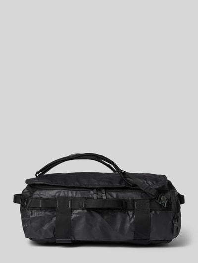Produktfoto, Duffel Bag mit Logo-Print Modell 'Voyager' von The North Face in Schwarz, rechteckige Form, glatte und textile Struktur, Herren Duffel Bag mit Hauptfach, Reißverschluss, verstellbaren Schulterriemen und Innenfächern, Maße: 30x20x9 cm, Länge Schulterriemen 13 cm