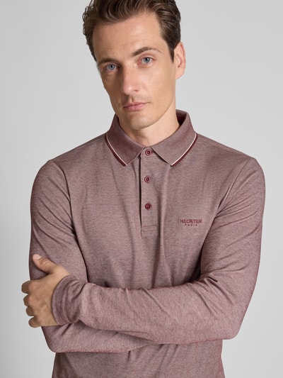 HECHTER PARIS Longsleeve mit Polokragen und kurzer Knopfleiste Bordeaux 3