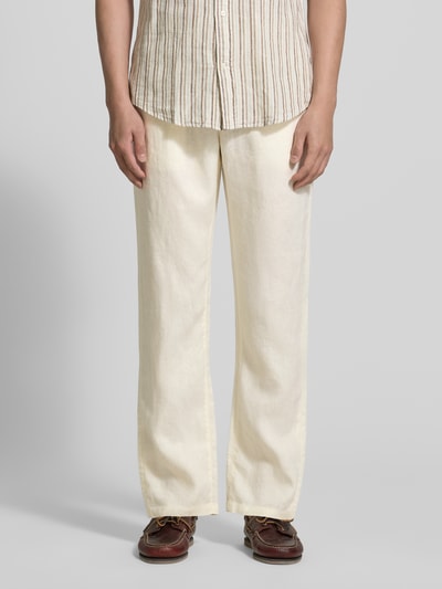GANT Regular Fit Leinenhose mit elastischem Bund Offwhite 4