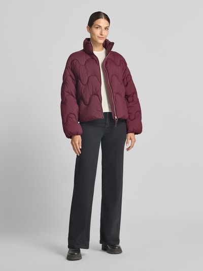 Jake*s Casual Loose Fit Steppjacke mit Stehkragen Pflaume 1
