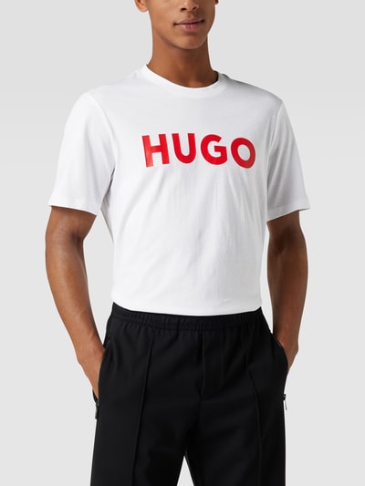 HUGO T-shirt z napisem z logo model ‘DULIVIO’ Biały 4