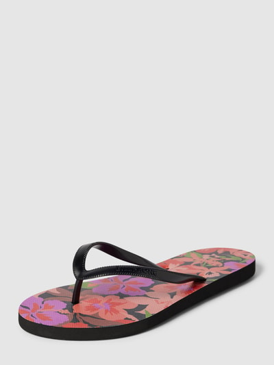 Billabong Teenslippers met bloemenmotief, model 'DAMA' Zwart - 1