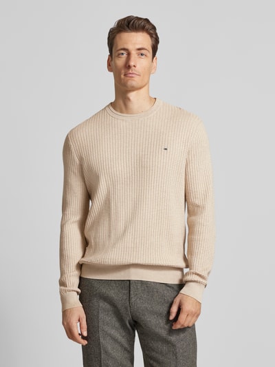 Christian Berg Men Strickpullover mit Logo-Stitching Sand Melange 4