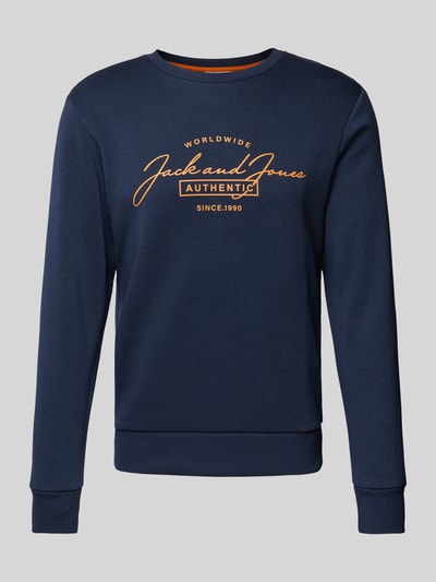 Jack & Jones Sweatshirt mit Label-Print Modell 'FERRIS' Marine 2