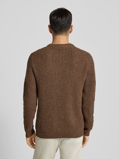 MCNEAL Gebreide pullover van wolmix met ronde hals Chocoladebruin gemêleerd - 5