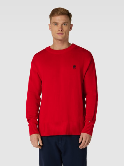 Tommy Hilfiger Sweter z dzianiny z wyhaftowanym logo Czerwony 4