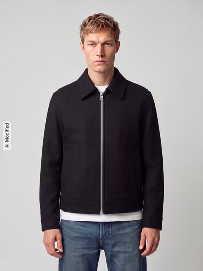 Selected Blouson aus Woll-Mix mit Zweiwege Reißverschluss Black 4