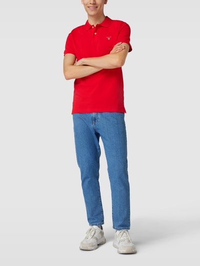 Gant Regular fit poloshirt met labelstitching Rood - 1