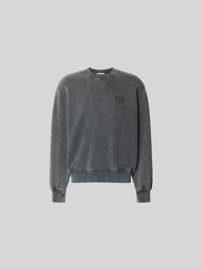 Produktfoto, Oversized Hoodie aus Baumwoll-Mix von MAISON KITSUNÉ in Grau mit Used-Look, elastischen Abschlüssen, Rundhalsausschnitt.