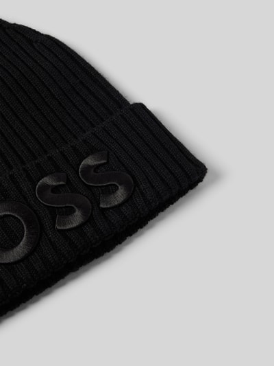 BOSS Beanie met labelstitching, model 'Lara' Zwart - 2