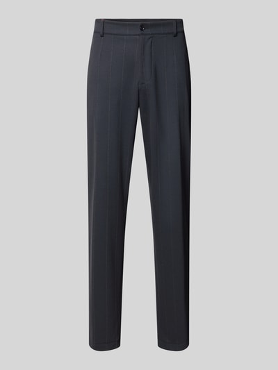 Produktfoto, pantalon Anzughose im Allover-Look Modell 'Ole' van CG – CLUB of GENTS van materiaalmix met viscose, regular fit, achterzakken, bandwijdte maat 50: 49 cm, binnenbeenlengte maat 50: 65 cm, donkergrijs met fijne lijnen, gladde textuur