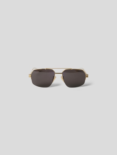 Bottega Veneta Unisex Sonnenbrille mit Doppelsteg Gold 2