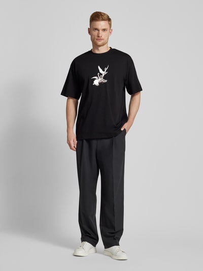 HUGO T-Shirt mit Motiv-Print Modell 'Asil' Black 1