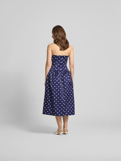 Self-Portrait Knielanges Kleid im Off-Shoulder-Design Marine 5