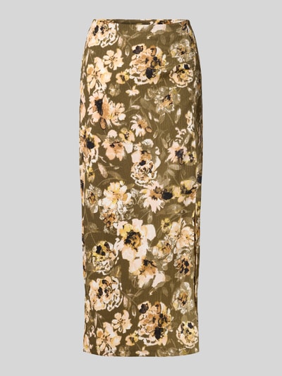 Zero Spódnica midi z rozcięciem z boku Khaki 2