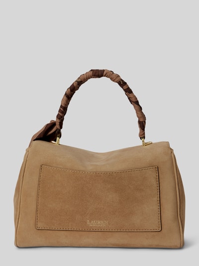 Lauren Ralph Lauren Kleine Satchel aus Kalbnappaleder mit Tuchdetail Modell 'FARRAH' Camel 4