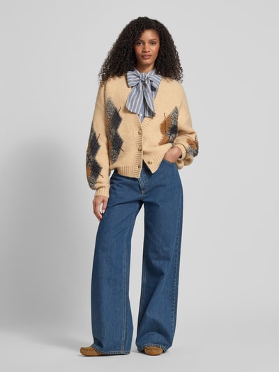 Jake*s Casual Strickjacke mit V-Ausschnitt Ecru 1