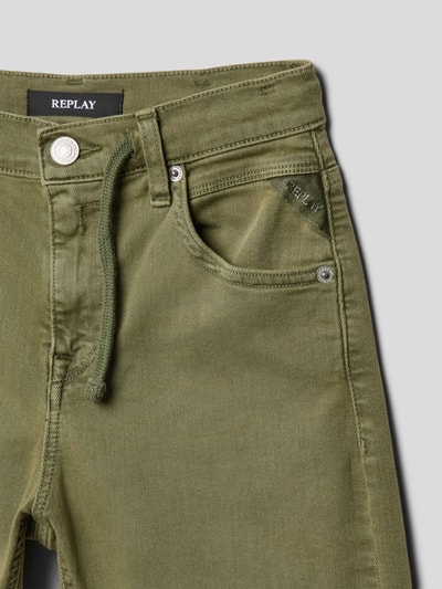 Replay Korte jeans met labeldetails Kaki - 2