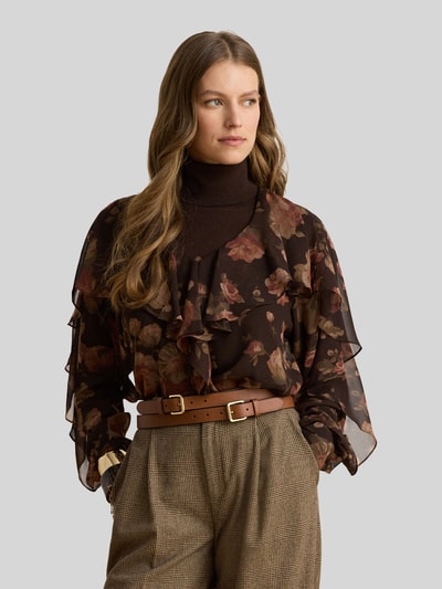 Lauren Ralph Lauren Regular Fit Langarmbluse mit Volantärmeln Mittelbraun 4