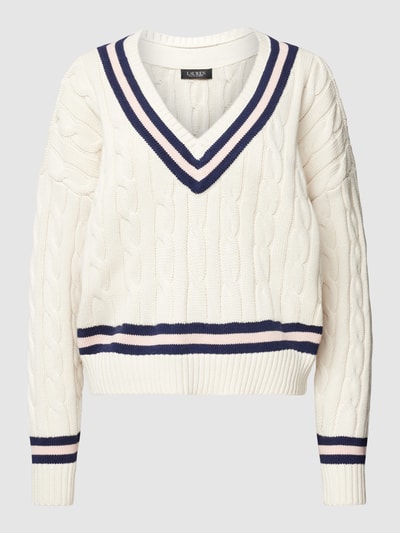 Lauren Ralph Lauren Sweter z dzianiny z dekoltem w serek Złamany biały 2
