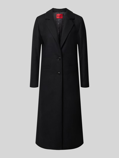 Produktfoto, Relaxed Fit Mantel aus Woll-Mix Modell 'Mojeni' von HUGO in Schwarz, glatte Struktur, klassischer Schnitt, Damen Mantel von HUGO