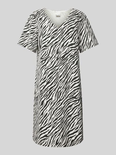 ICHI Knielanges Kleid mit V-Ausschnitt Modell 'ZEBRA' Black 2