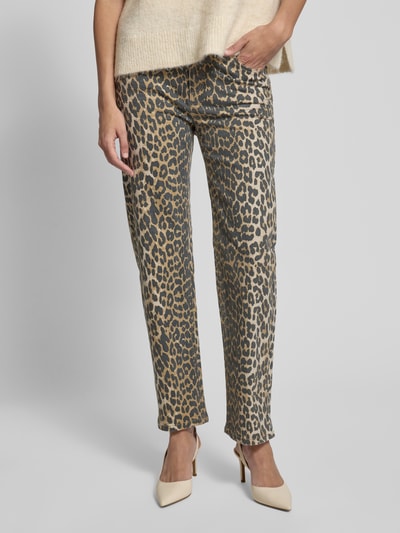 Christian Berg Woman Broek in luipaardlook met achterzakken Donkergrijs - 4