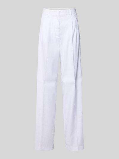 Produktfoto, Hose aus Leinen-Mix mit Bügelfalten Modell 'CARLA' von Guess in Weiß, Regular-Fit, glatte Textur, Damen, Lyocell-Anteil
