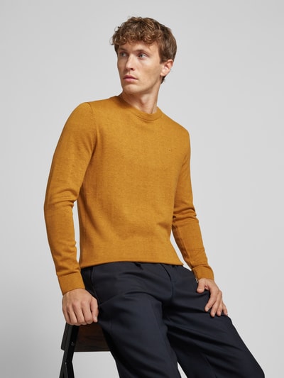 Tom Tailor Sweter z dzianiny o kroju regular fit z oddychającej, miękkiej bawełny Musztardowy 3