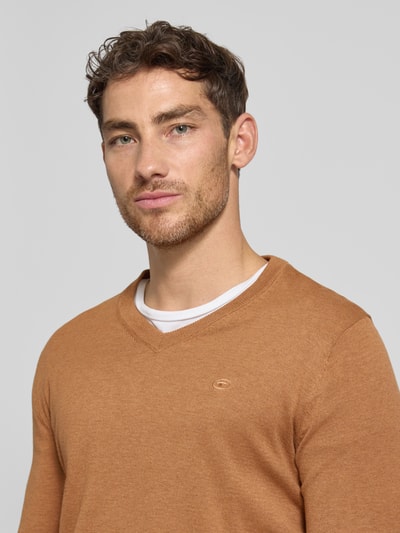 Tom Tailor Regular Fit Strickpullover aus reiner Baumwolle Hellbraun 3