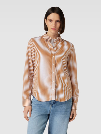 Gant Bluse mit Streifenmuster Modell 'REG POPELINE' Camel 4