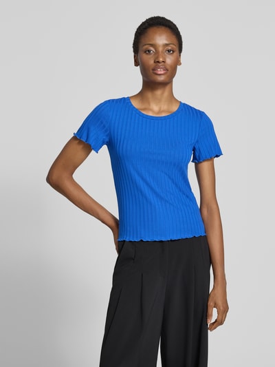 Rich & Royal Slim fit t-shirt van viscosemix met structuurpatroon Koningsblauw - 4