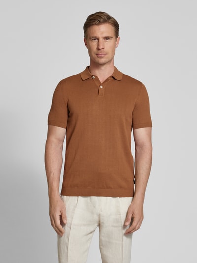 bugatti Koszulka polo o kroju Regular Fit z czystej bawełny Koniakowy 4