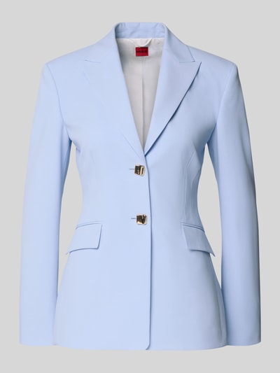 Productfoto, Regular Fit Blazer met goudkleurige sierknopen model 'ASMALLA' van HUGO, effen lichtblauw, twill, klepzakken, stijgende reverskraag.