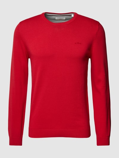 s.Oliver RED LABEL Sweter z dzianiny z wyhaftowanym logo Czerwony 2