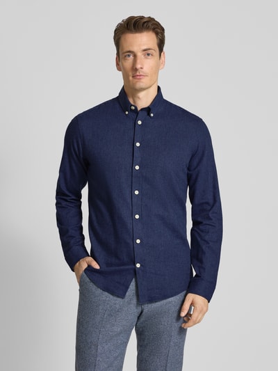 Lindbergh Vrijetijdsoverhemd met button-downkraag Donkerblauw - 4