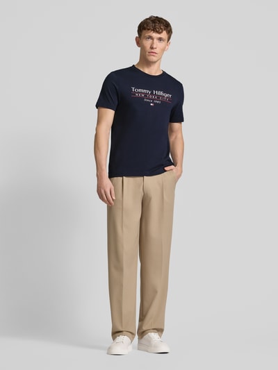 Tommy Hilfiger T-Shirt mit Label-Print Marine 1