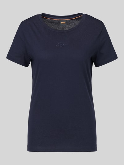 BOSS Orange T-Shirt mit Ton-in-Ton Logo-Schriftzug Marine 2