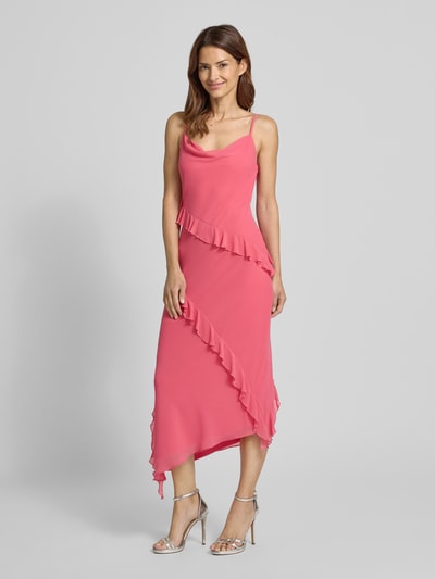 Jake*s Cocktail Cocktailjurk met volants en spaghettibandjes Fuchsia gemêleerd - 1