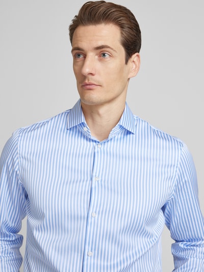 Jake*s Slim Fit Businesshemd in Premiumqualität mit extra langem Arm Bleu 3